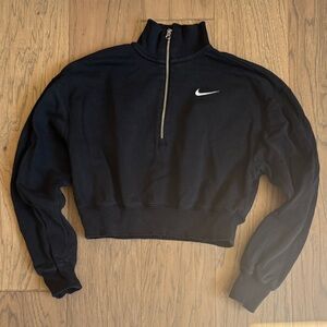 Nike Black Cropped Quarter Zip Sweatshirt XS